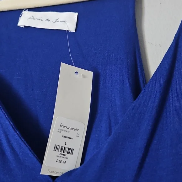 Francesca’s Royal Blue  sleeves Top Size L Brand New - Picture 3 of 5